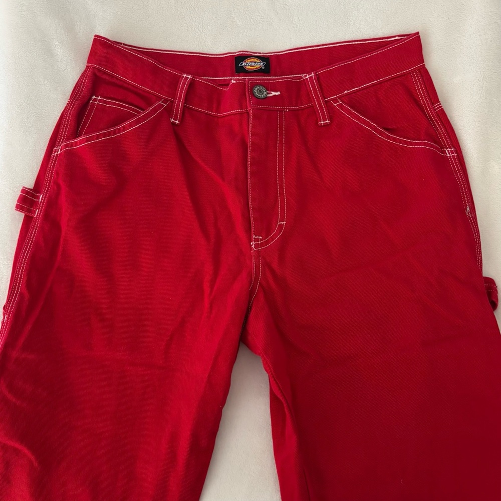 Dickies Women's Red Straight-Leg Carpenter Pants